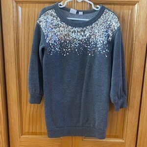 Gray Sequin Embellished Girl’s Sweater
